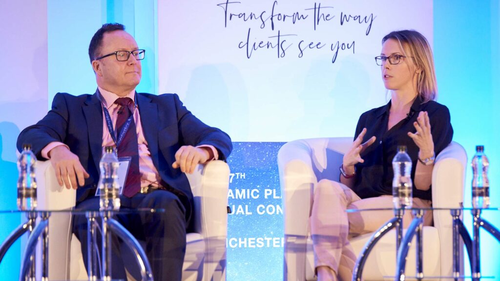 Gary Crossley and Cathi Harrison at the Dynamic Planner Manchester Conference 2019